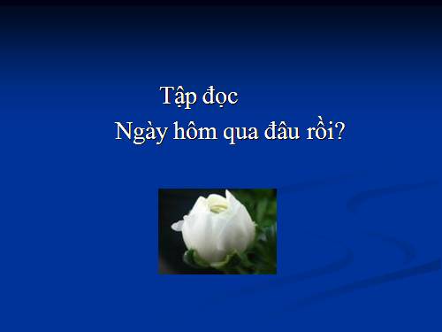Tuần 1. Ngày hôm qua đâu rồi?