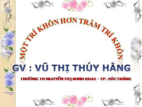 Tuần 22. Một trí khôn hơn trăm trí khôn