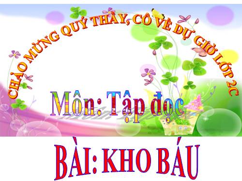 Tuần 28. Kho báu