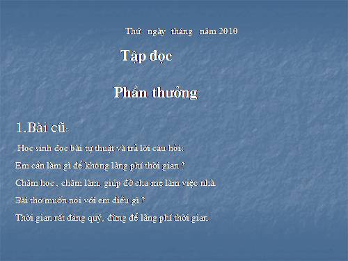 Tuần 2. Phần thưởng