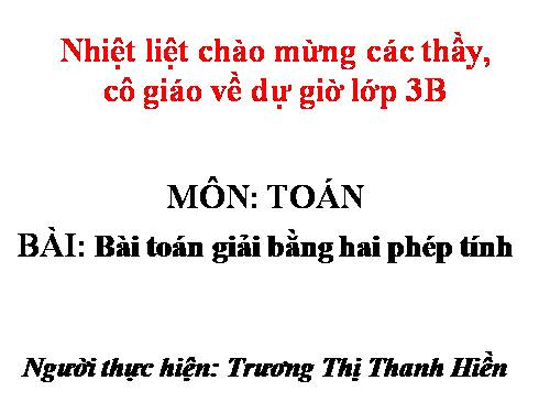 Bài toán giải bằng hai phép tính