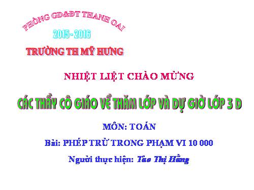 Phép trừ các số trong phạm vi 10 000