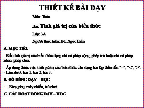 Tính giá trị của biểu thức