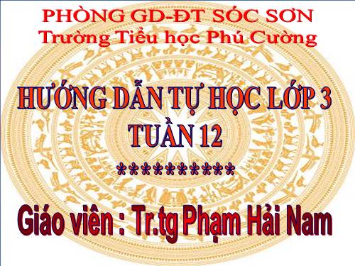 HƯỚNG DẪN HỌC LỚP 3.TUẦN 12 (đủ)