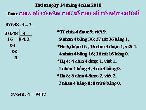 Chia số có năm chữ số cho số có một chữ số