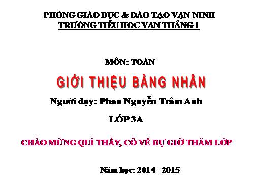 Giới thiệu bảng nhân