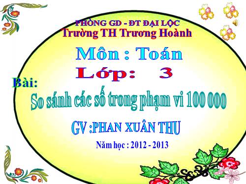 So sánh các số trong phạm vi 100 000
