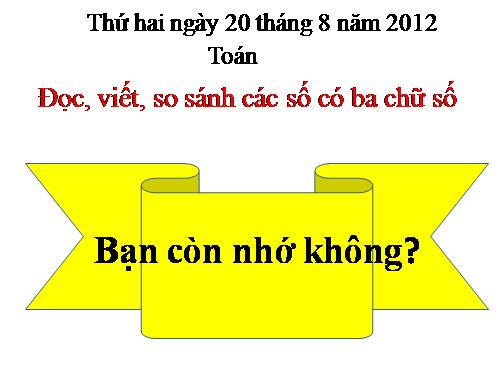 Đọc, viết, so sánh các số có ba chữ số