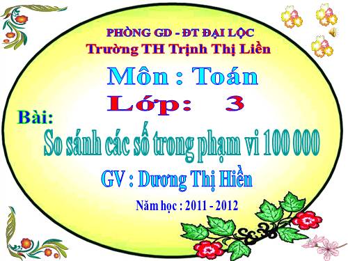 So sánh các số trong phạm vi 100 000
