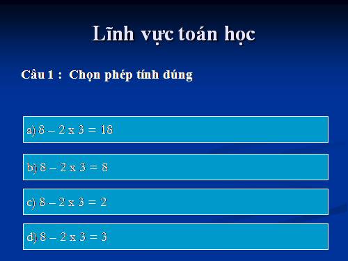 Trắc nghiệm đố vui toán lớp 3
