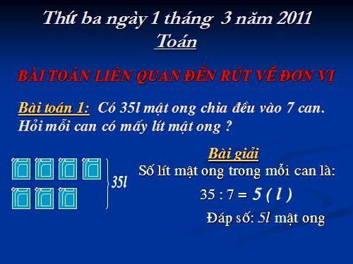 Bài toán liên quan đến rút về đơn vị