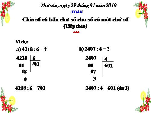 Chia số có bốn chữ số cho số có một chữ số (tiếp theo)