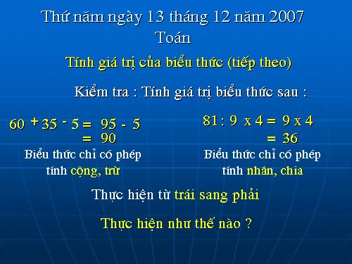 Tính giá trị của biểu thức (tiếp theo)