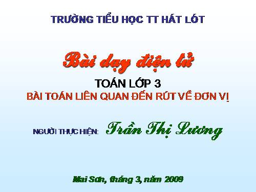 Bài toán liên quan đến rút về đơn vị