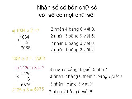 Nhân số có bốn chữ số với số có một chữ số