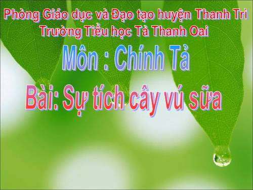 Tuần 12. Nghe-viết: Sự tích cây vú sữa