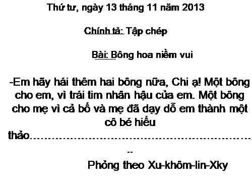 Tuần 13. Tập chép: Bông hoa Niềm Vui