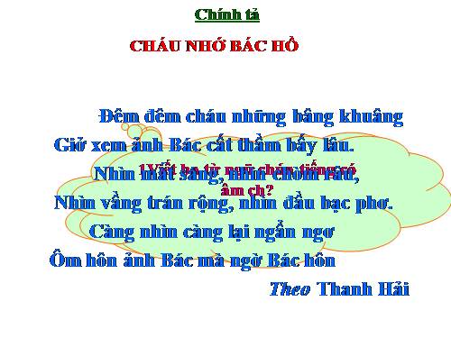 Tuần 30. Nghe-viết: Cháu nhớ Bác Hồ