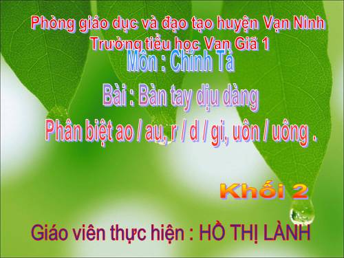 Tuần 8. Nghe-viết: Bàn tay dịu dàng