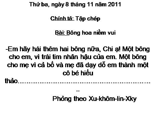 Tuần 13. Tập chép: Bông hoa Niềm Vui