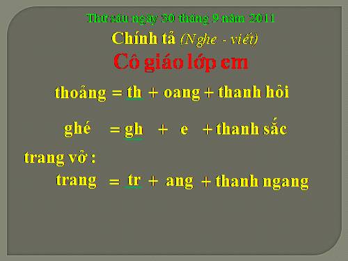 Tuần 7. Nghe viết: Cô giáo lớp em