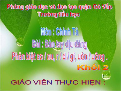 Tuần 8. Nghe-viết: Bàn tay dịu dàng