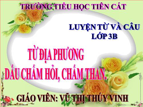 Tuần 13. MRVT: Từ địa phương. Dấu chấm hỏi, chấm than