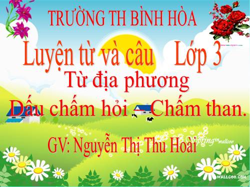 Tuần 13. MRVT: Từ địa phương. Dấu chấm hỏi, chấm than