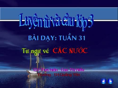Tuần 31. MRVT: Các nước. Dấu phẩy