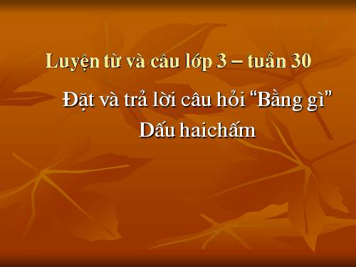 Tuần 30. Đặt và trả lời câu hỏi Bằng gì? Dấu hai chấm