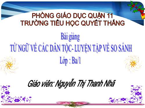 Tuần 15. MRVT: Các dân tộc. Luyện đặt câu có hình ảnh so sánh