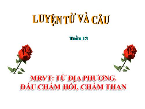 Tuần 13. MRVT: Từ địa phương. Dấu chấm hỏi, chấm than