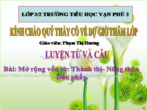 Tuần 16. MRVT: Thành thị - Nông thôn. Dấu phẩy