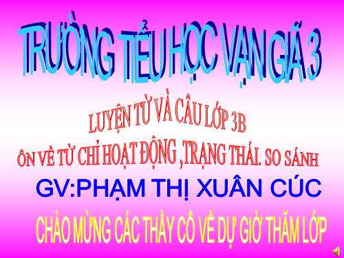 Tuần 12. Ôn tập về từ chỉ hoạt động, trạng thái. So sánh