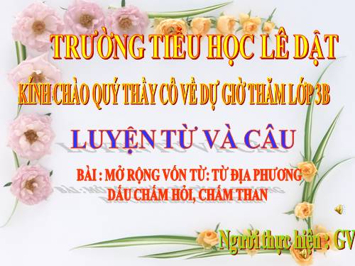 Tuần 13. MRVT: Từ địa phương. Dấu chấm hỏi, chấm than
