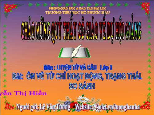 Tuần 12. Ôn tập về từ chỉ hoạt động, trạng thái. So sánh