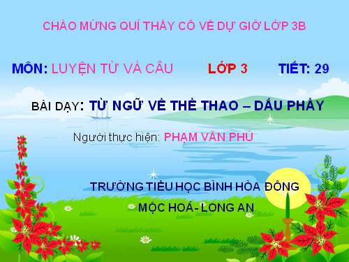 Tuần 29. MRVT: Thể thao. Dấu phẩy