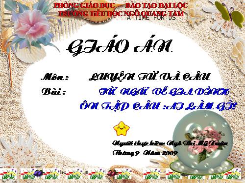 Tuần 4. MRVT: Gia đình. Ôn tập câu: Ai là gì?