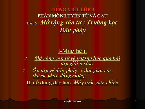 Tuần 6. MRVT: Trường học. Dấu phẩy