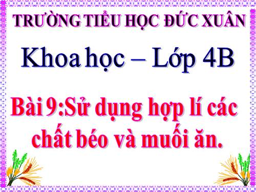 Bài 9. Sử dụng hơp lí các chất béo và muối ăn