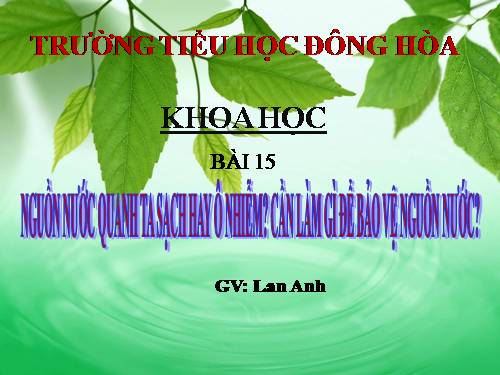 Bài 28. Bảo vệ nguồn nước