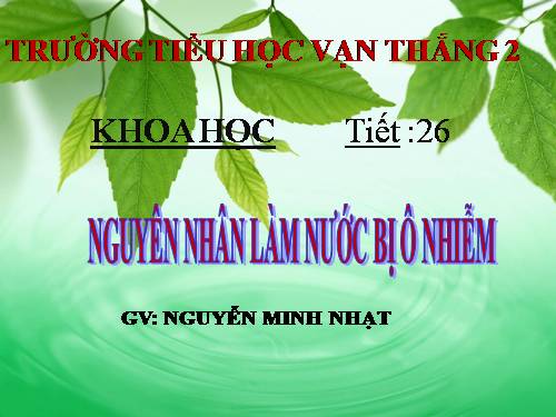 Bài 26. Nguyên nhân làm nước bị ô nhiễm