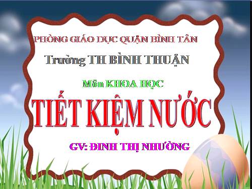 Bài 29. Tiết kiệm nước
