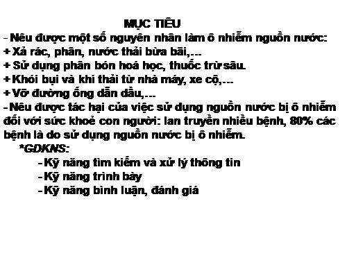 Bài 26. Nguyên nhân làm nước bị ô nhiễm