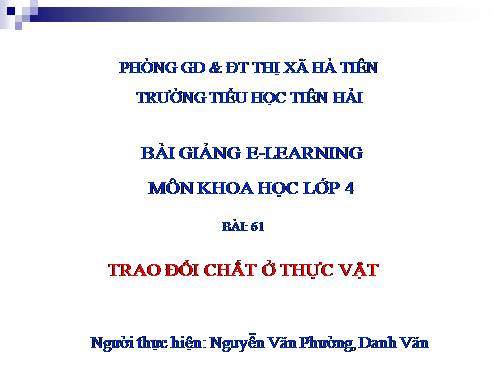 Bài 61. Trao đổi chất ở thực vật