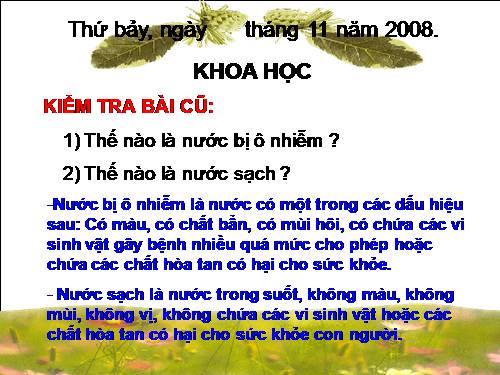 Bài 26. Nguyên nhân làm nước bị ô nhiễm