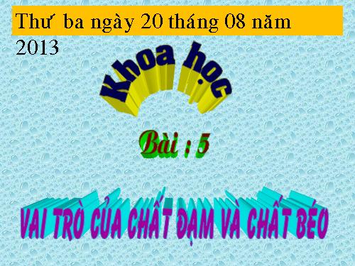 Bài 5. Vai trò của chất đạm và chất béo