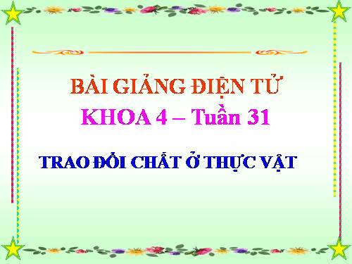 Bài 61. Trao đổi chất ở thực vật