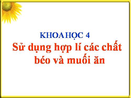 Bài 9. Sử dụng hơp lí các chất béo và muối ăn