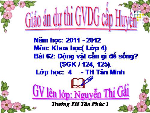 Bài 62. Động vật cần gì để sống?